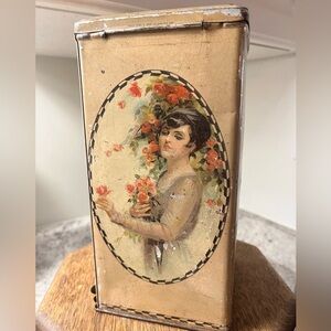 Vintage Tea Tin Lady Tin Floral Tin tea canister